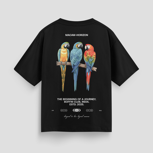 MACAW HORIZON BLACK T-SHIRT